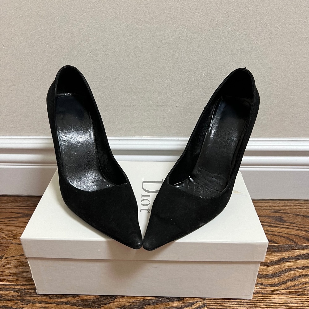 Dior Black Suede Galuchat Pump with Steel Heel
